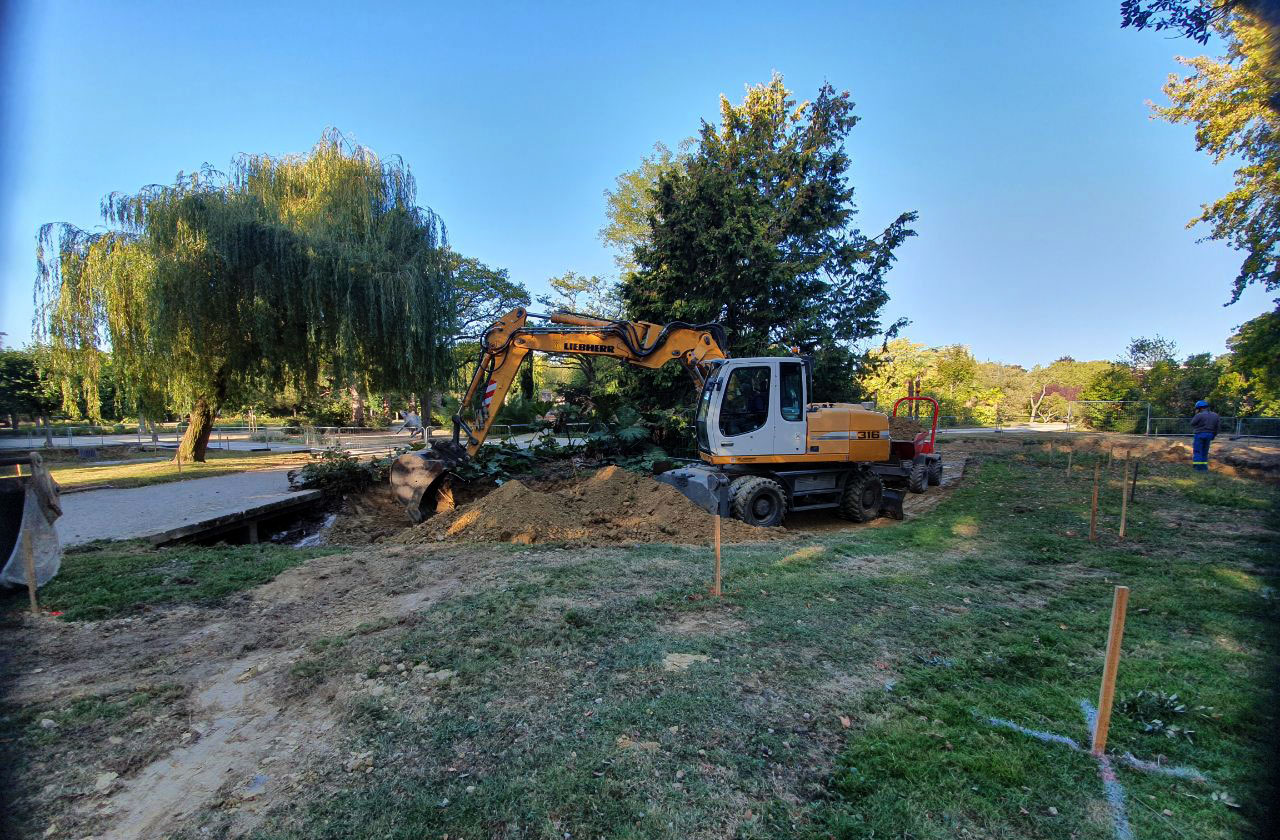 Début des travaux de fontainerie du parc Maurepas à Rennes